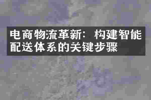 电商物流革新：构建智能配送体系的关键步骤