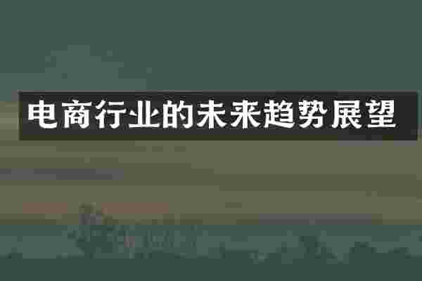 电商行业的未来趋势展望