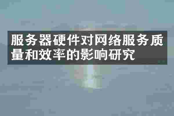 服务器硬件对网络服务质量和效率的影响研究