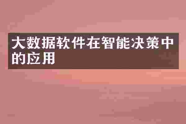大数据软件在智能决策中的应用