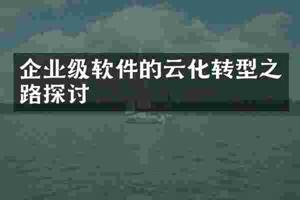 企业级软件的云化转型之路探讨