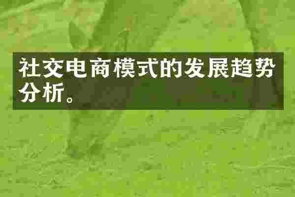 社交电商模式的发展趋势分析。