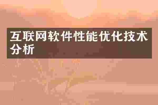 互联网软件性能优化技术分析