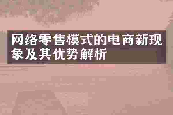 网络零售模式的电商新现象及其优势解析