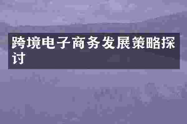 跨境电子商务发展策略探讨