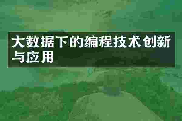 大数据下的编程技术创新与应用