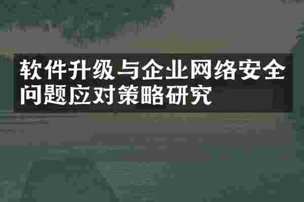 软件升级与企业网络安全问题应对策略研究