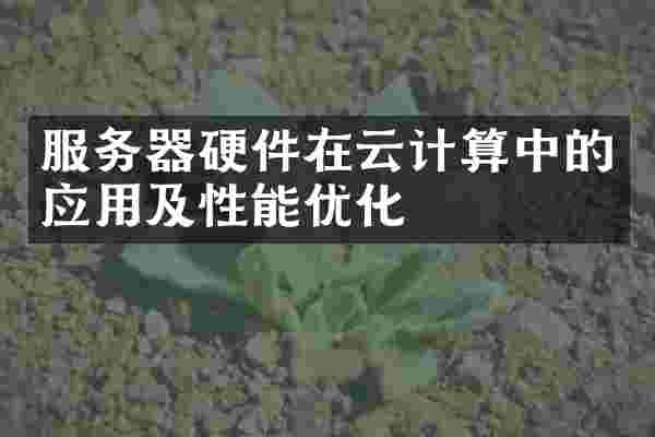服务器硬件在云计算中的应用及性能优化
