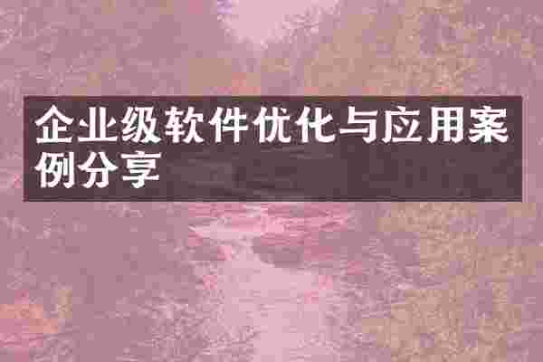 企业级软件优化与应用案例分享