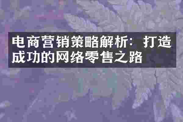 电商营销策略解析：打造成功的网络零售之路