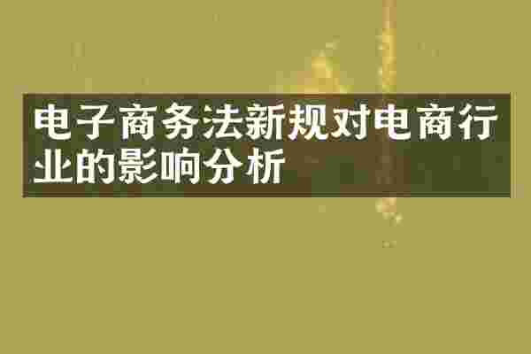 电子商务法新规对电商行业的影响分析