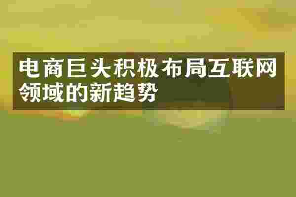 电商巨头积极布局互联网领域的新趋势