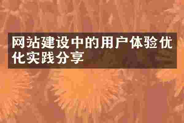 网站建设中的用户体验优化实践分享