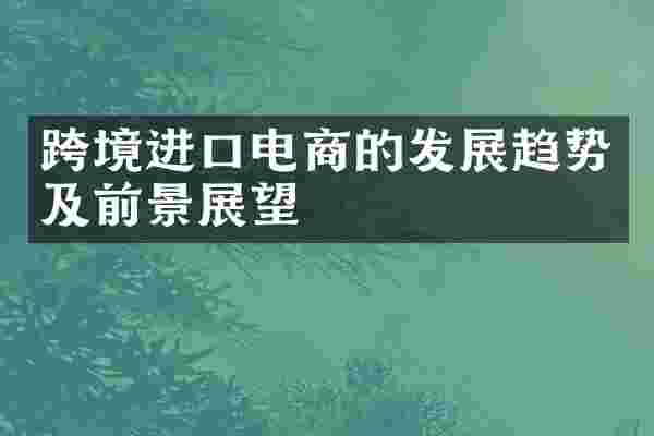 跨境进口电商的发展趋势及前景展望