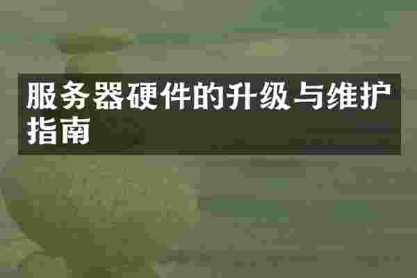 服务器硬件的升级与维护指南
