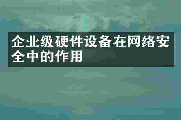 企业级硬件设备在网络安全中的作用
