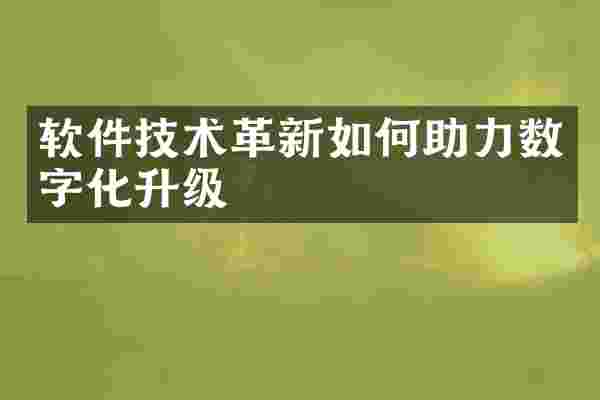 软件技术革新如何助力数字化升级