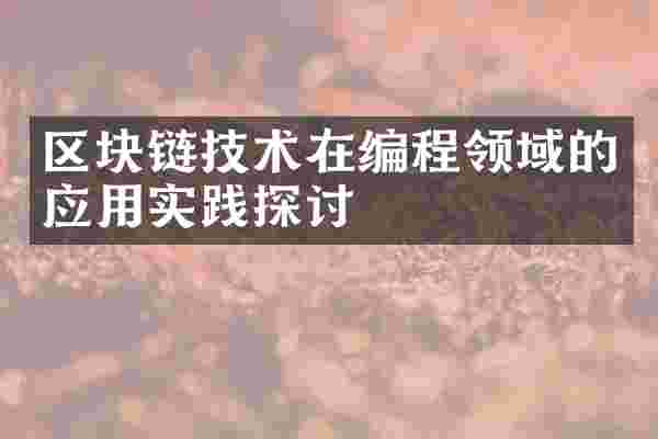 区块链技术在编程领域的应用实践探讨