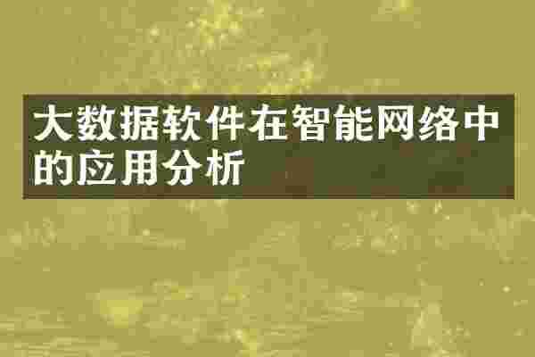 大数据软件在智能网络中的应用分析