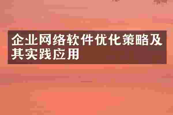 企业网络软件优化策略及其实践应用