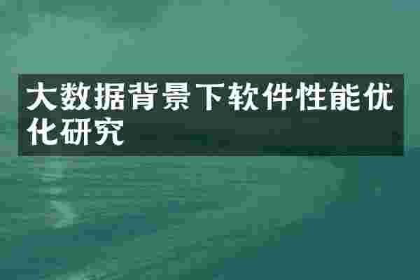 大数据背景下软件性能优化研究