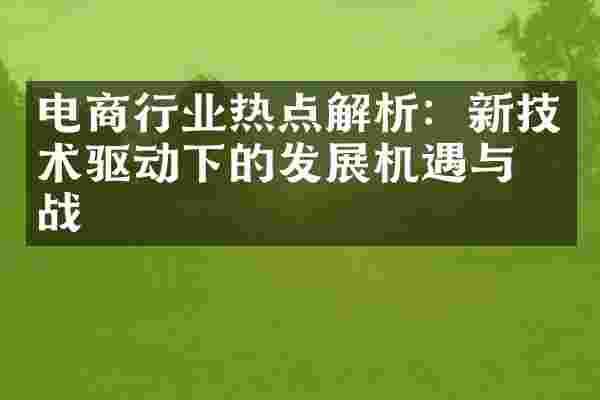 电商行业热点解析：新技术驱动下的发展机遇与挑战