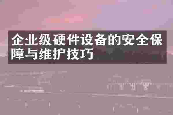 企业级硬件设备的安全保障与维护技巧