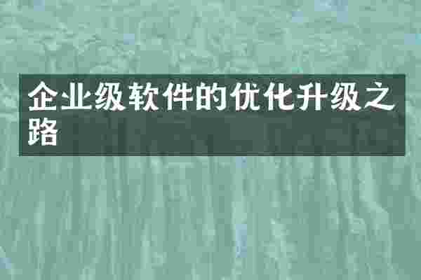 企业级软件的优化升级之路