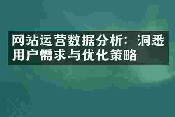 网站运营数据分析：洞悉用户需求与优化策略