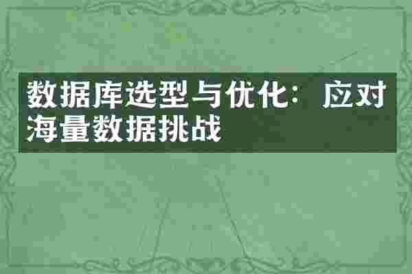 数据库选型与优化：应对海量数据挑战