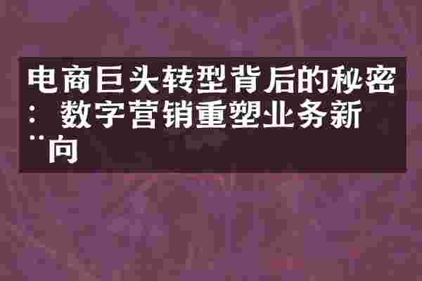 电商巨头转型背后的秘密：数字营销重塑业务新动向