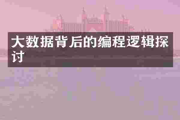 大数据背后的编程逻辑探讨